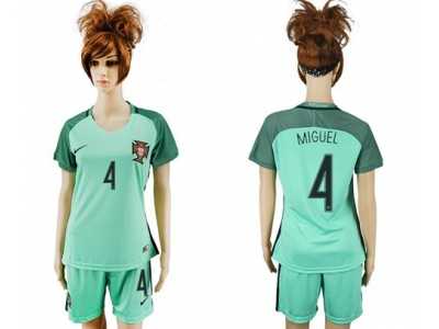 Women's Portugal #4 Miguel Away Soccer Country Jersey