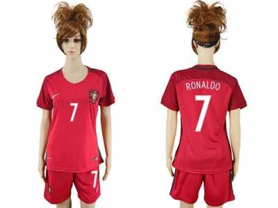 Women's Portugal #7 Ronaldo Home Soccer Country Jersey