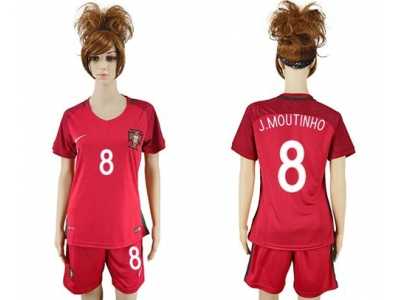 Women's Portugal #8 J.Moutinho Home Soccer Country Jersey
