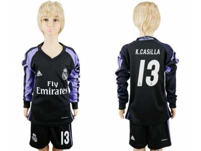 Real Madrid #13 K.Casilla Sec Away Long Sleeves Kid Soccer Club Jersey