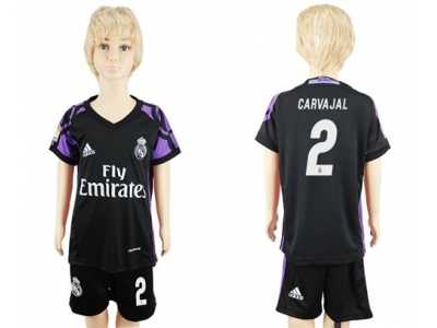 Real Madrid #2 Carvajal Black Kid Soccer Club Jersey