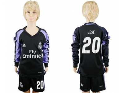 Real Madrid #20 Jese Sec Away Long Sleeves Kid Soccer Club Jersey