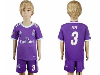 Real Madrid #3 Pepe Away Kid Soccer Club Jersey