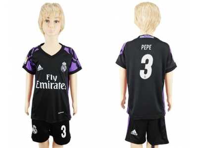 Real Madrid #3 Pepe Black Kid Soccer Club Jersey