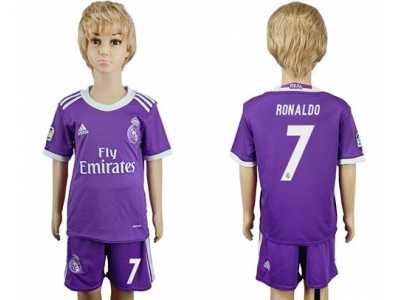 Real Madrid #7 Ronaldo Away Kid Soccer Club Jersey