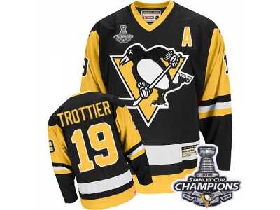 Men's CCM Pittsburgh Penguins #19 Bryan Trottier Premier Black Throwback 2016 Stanley Cup Champions NHL Jersey