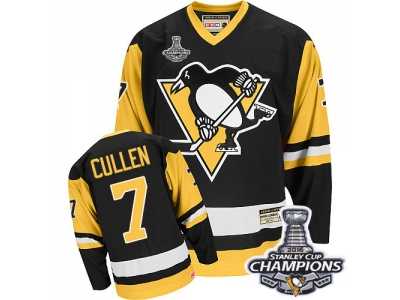 Men's CCM Pittsburgh Penguins #7 Matt Cullen Authentic Black Throwback 2016 Stanley Cup Champions NHL Jersey