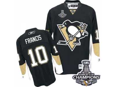 Men's Reebok Pittsburgh Penguins #10 Ron Francis Premier Black Home 2016 Stanley Cup Champions NHL Jersey