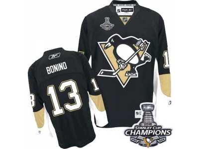 Men's Reebok Pittsburgh Penguins #13 Nick Bonino Premier Black Home 2016 Stanley Cup Champions NHL Jersey
