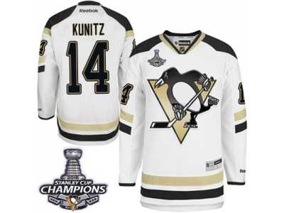 Men's Reebok Pittsburgh Penguins #14 Chris Kunitz Premier White 2014 Stadium Series 2016 Stanley Cup Champions NHL Jersey