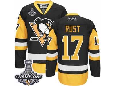 Men's Reebok Pittsburgh Penguins #17 Bryan Rust Premier Black Gold Third 2016 Stanley Cup Champions NHL Jersey