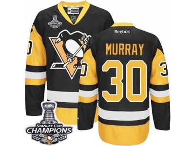 Men's Reebok Pittsburgh Penguins #30 Matt Murray Premier Black Gold Third 2016 Stanley Cup Champions NHL Jersey