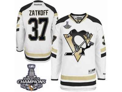 Men's Reebok Pittsburgh Penguins #37 Jeff Zatkoff Premier White 2014 Stadium Series 2016 Stanley Cup Champions NHL Jersey