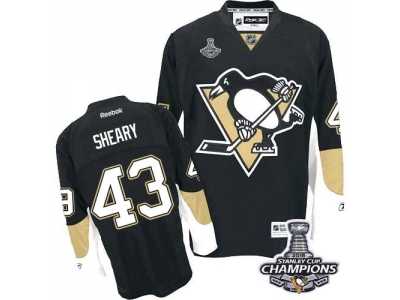 Men's Reebok Pittsburgh Penguins #43 Conor Sheary Premier Black Home 2016 Stanley Cup Champions NHL Jersey