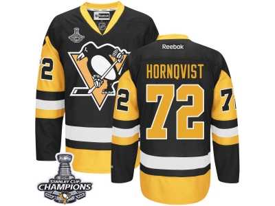 Men's Reebok Pittsburgh Penguins #72 Patric Hornqvist Premier Black Gold Third 2016 Stanley Cup Champions NHL Jersey
