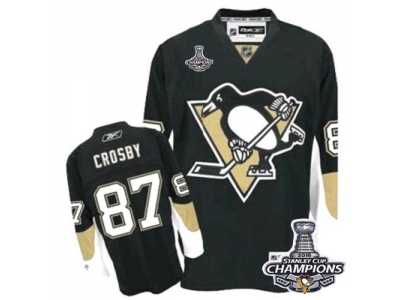 Men's Reebok Pittsburgh Penguins #87 Sidney Crosby Premier Black Home 2016 Stanley Cup Champions NHL Jersey