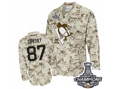 Men's Reebok Pittsburgh Penguins #87 Sidney Crosby Premier Camouflage 2016 Stanley Cup Champions NHL Jersey