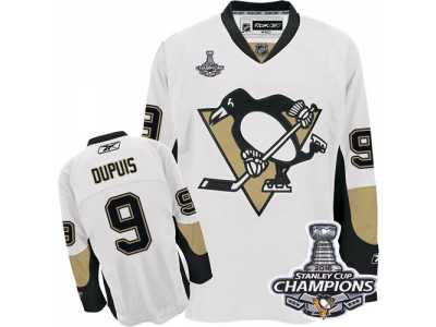 Men's Reebok Pittsburgh Penguins #9 Pascal Dupuis Premier White Away 2016 Stanley Cup Champions NHL Jersey