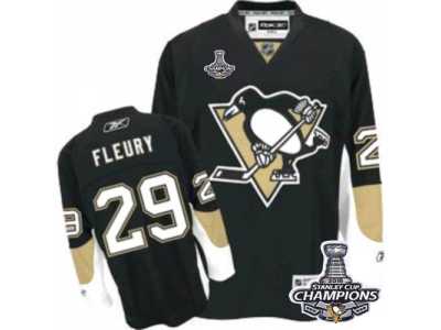 Women's Reebok Pittsburgh Penguins #29 Marc-Andre Fleury Premier Black Home 2016 Stanley Cup Champions NHL Jersey