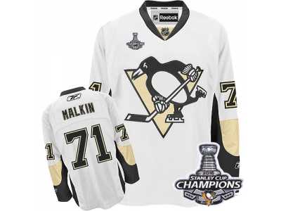 Women's Reebok Pittsburgh Penguins #71 Evgeni Malkin Authentic White Away 2016 Stanley Cup Champions NHL Jersey