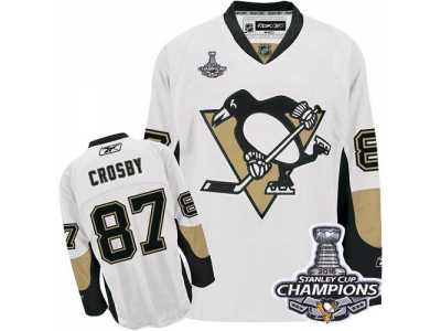 Women's Reebok Pittsburgh Penguins #87 Sidney Crosby Premier White Away 2016 Stanley Cup Champions NHL Jersey