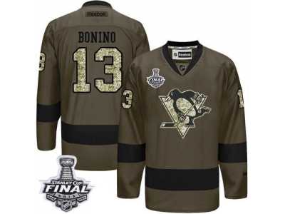 Pittsburgh Penguins #13 Nick Bonino Green Salute to Service 2016 Stanley Cup Final Patch Stitched NHL Jersey