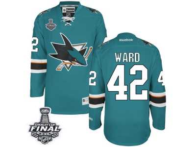 Men's Reebok San Jose Sharks #42 Joel Ward Premier Teal Green Home 2016 Stanley Cup Final Bound NHL Jersey