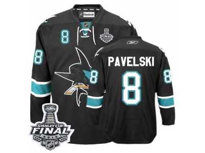 Men's Reebok San Jose Sharks #8 Joe Pavelski Premier Black Third 2016 Stanley Cup Final Bound NHL Jersey