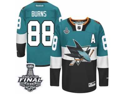 Men's Reebok San Jose Sharks #88 Brent Burns Premier Teal Black 2015 Stadium Series 2016 Stanley Cup Final Bound NHL Jersey