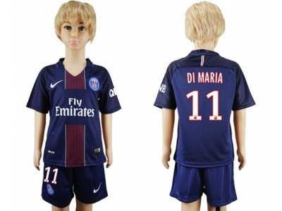 Paris Saint-Germain #11 Di Maria Home Kid Soccer Club Jersey