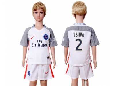 Paris Saint-Germain #2 T Silva SEC Away Kid Soccer Club Jersey