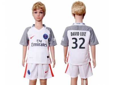 Paris Saint-Germain #32 David Luiz SEC Away Kid Soccer Club Jersey