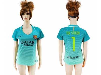 Women's Barcelona #1 Ter Stegen Sec Away Soccer Club Jersey