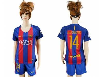 Women's Barcelona #14 Mascherano Home Soccer Club Jersey