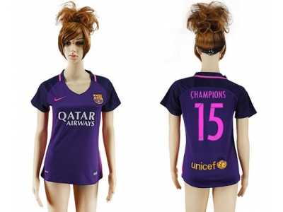 Women's Barcelona #15 Champions Away Soccer Club Jersey