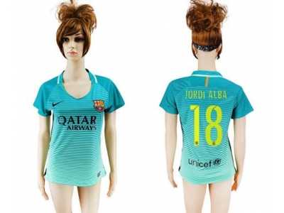 Women's Barcelona #18 Jordi Alba Sec Away Soccer Club Jersey
