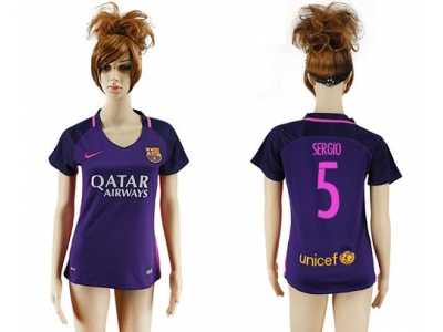 Women's Barcelona #5 Sergio Away Soccer Club Jersey