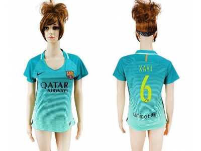 Women's Barcelona #6 Xavi Sec Away Soccer Club Jersey