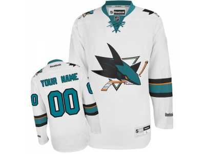 Men's Reebok San Jose Sharks Customized Premier White Away NHL Jersey