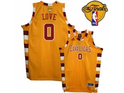 Men's Adidas Cleveland Cavaliers #0 Kevin Love Swingman Gold Throwback Classic 2016 The Finals Patch NBA Jersey