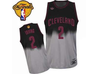 Men's Adidas Cleveland Cavaliers #2 Kyrie Irving Swingman Black Grey Fadeaway Fashion 2016 The Finals Patch NBA Jersey