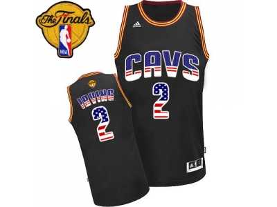 Men's Adidas Cleveland Cavaliers #2 Kyrie Irving Swingman Black USA Flag Fashion 2016 The Finals Patch NBA Jersey
