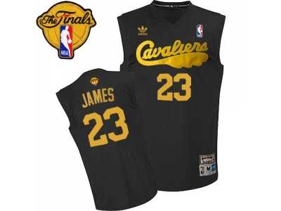 Men's Adidas Cleveland Cavaliers #23 LeBron James Swingman Black Throwback 2016 The Finals Patch NBA Jersey
