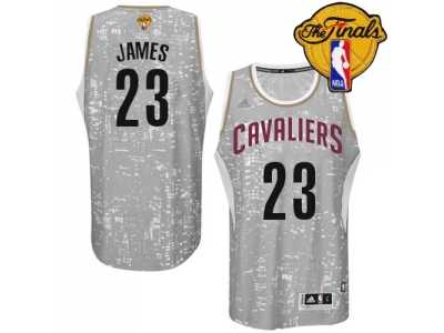 Men's Adidas Cleveland Cavaliers #23 LeBron James Swingman Grey City Light 2016 The Finals Patch NBA Jersey