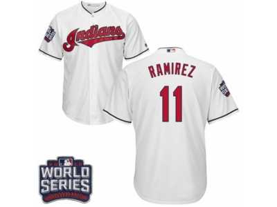 Youth Majestic Cleveland Indians #11 Jose Ramirez Authentic White Home 2016 World Series Bound Cool Base MLB Jersey