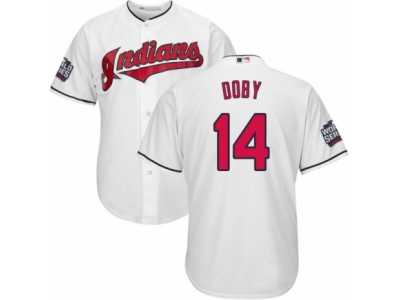 Youth Majestic Cleveland Indians #14 Larry Doby Authentic White Home 2016 World Series Bound Cool Base MLB Jersey