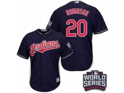 Youth Majestic Cleveland Indians #20 Eddie Robinson Authentic Navy Blue Alternate 1 2016 World Series Bound Cool Base MLB Jersey