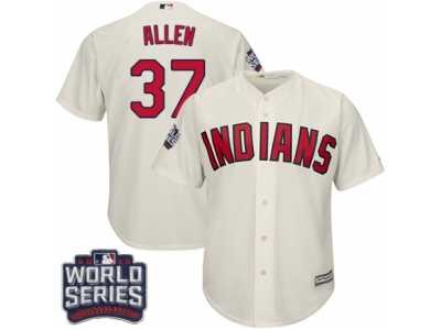 Youth Majestic Cleveland Indians #37 Cody Allen Authentic Cream Alternate 2 2016 World Series Bound Cool Base MLB Jersey