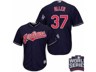 Youth Majestic Cleveland Indians #37 Cody Allen Authentic Navy Blue Alternate 1 2016 World Series Bound Cool Base MLB Jersey