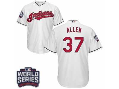 Youth Majestic Cleveland Indians #37 Cody Allen Authentic White Home 2016 World Series Bound Cool Base MLB Jersey